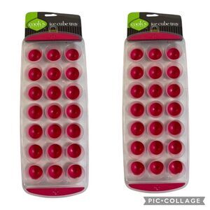 NWT Cook's Kitchen Red Ice Cube Tray 21 Small Dome Ice Cubes or Snacks Pack of 2